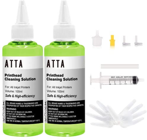 ATTA Printer Head Cleaner Kit for All Inkjet Printers, Powerful Printer Nozzle Cleaning Kit for EP Canon Brother HP Lexmark Kodak Samsung, 100ml (2-Pack)