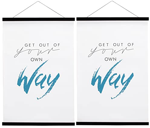 FALAMON 2 Pack A4 Poster Frame Hangers, Light Wood Wooden Magnetic Poster Hanger Frames Hanging Kit for Posters, Pictures, Prints, Photos, Maps, Scrolls, Canvas Artwork (21cm, Black)