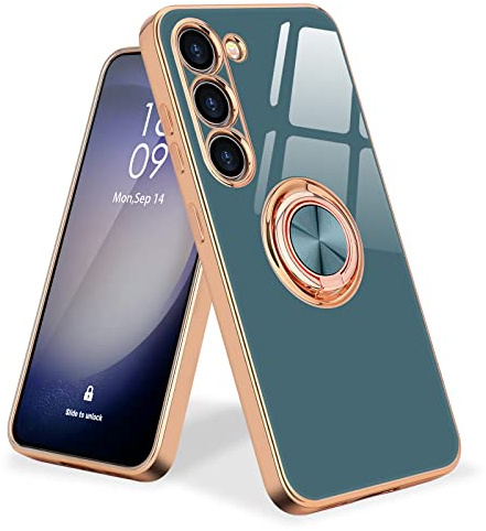 Urarssa för Samsung S23 fodral ringhållare 360 graders rotation finger magnetiskt bilstativ stöttåligt telefonfodral för Samsung Galaxy S23 5G-grå