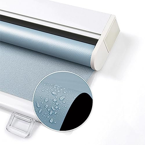 DZHTUF Hellblaue Verdunkelungsrollo,Sonnenschutz Gardinen,Einziehbar Rollos mit Federheber,raumverdunkelnde Rollos,wasserdichte Stoff Gardinen,leicht zu montieren,87 Größen,W×H-90×120cm/35.5 * 47in