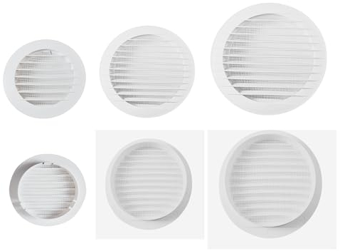 White Circular Ventilation Grille with Flyscreen - Round Air Vent 100mm – 4 inch Rear Spigot - Vent Cover for Bathroom, Kitchen, Wall, Ceiling, Ducting, Pipes - Louvered Grill. Set by MYPURECORE