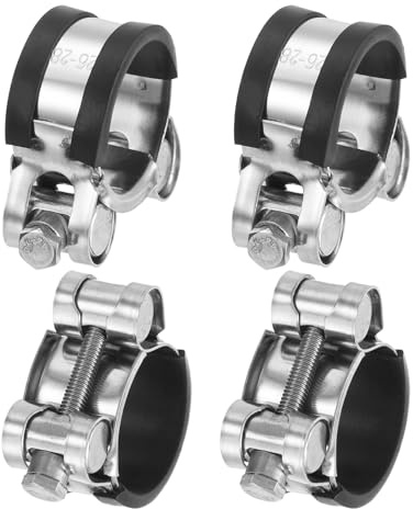 sourcing map Schlauchschelle mit T-Schraube, 4 Stück, 26–28 mm, verstellbar, Edelstahl, gummiert, Ansaug-Ladeluftkühler-Rohrschellen, Schlauchschelle Klemmen für Industrie