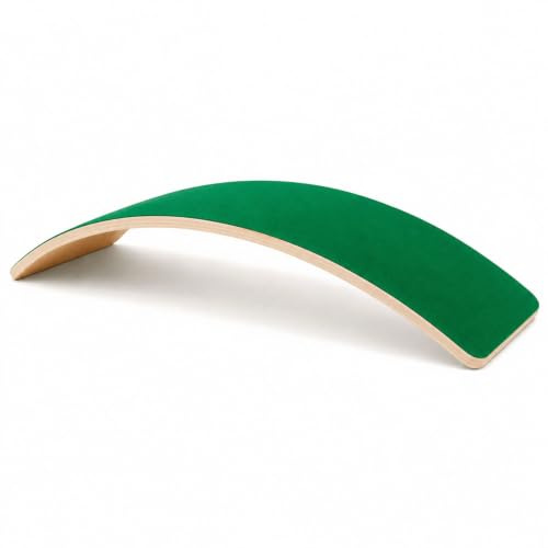 HIUOUIH Balance Board Bambini Balance Board Oscillante in Legno Tavola di Equilibrio per Allenamento Motorie con Retro in Feltro, Con Capacità di Carico Fino a 200 kg, Verde