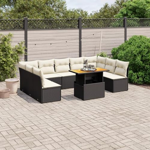 Amorsee Loungemöbel Set Verstellbare Tischplatte Gartenlounge XXL Garten Groß Lounge Möbel Outdoor Rattan Gartensofa Ecklounge Ecksofa Sofa Terrasse Gartenmöbel Set Gartengarnitur