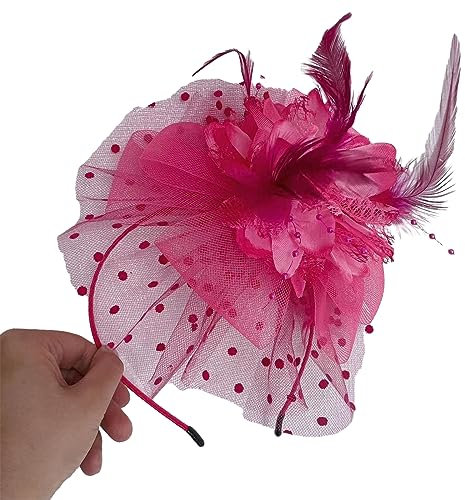 ZHENGCI Haarband Vintage Fascinator Stirnband Exquisite Rose für Teeparty Hochzeit Kostüm Pillbox Hut Dame Kopfbedeckung für Beerdigung/Hochzeit
