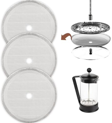 3 Pack 2.87in Cafetiere Filter Mesh, Stainless Steel Coffee French Press Replacement Filter Mesh Screen(Silver)