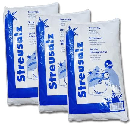 Streusalz 9 kg - Hochwirksames Winterstreusalz, Tausalz & Auftausalz gegen Eis & Schnee, für sichere Gehwege, Straßen & Parkplätze, schnell & ergiebig