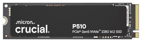 Crucial P510 1TB SSD NVMe M.2 PCIe 5.0 x4 Gen5, Read/Write Speeds up to 11,000/9,500 MB/s, Laptop & Desktop (PC) Compatible, Solid State Drive - CT1000P510SSD8-01
