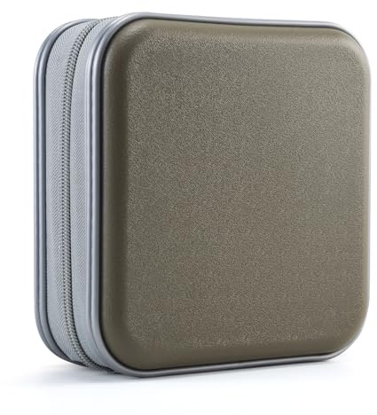 UENTIP CD-Hülle mit 48 Kapazitäten, tragbare DVD-Hülle aus Hartplastik, CD-Organizer, Brieftasche, schützende DVD-Aufbewahrung (Olivgrün, 48)