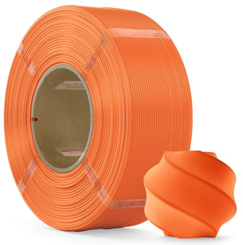 MarsWork Filamento PLA 1,75 mm, Refill Filamento Stampante 3D, Precisione Dimensionale 1.75 +/- 0.02mm Compatibile con la Bobina Riutilizzabile di Bambu Lab, 1kg Arancione