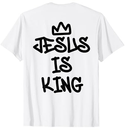 Impression Artistique chrétienne de Style Graffiti Jesus is King Couronne T-Shirt