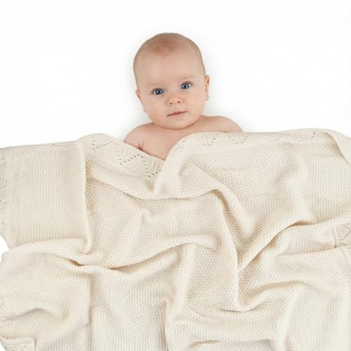 Culinavog Decke Baby, Leicht & Kuschelig, Atmungsaktive Neugeborenen Decke, 4 Jahreszeiten Neugeborenen, Baby Weiche Strickdecke für Geschenke, Kleinkinder, Kinderbett, Kinderwagen 100x80CM