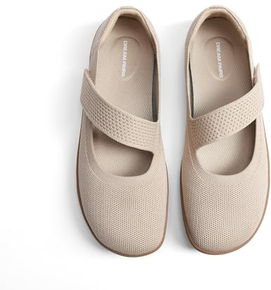 DREAM PAIRS Women's Mary Jane Ballet Flats Barefoot Knit Wide Toe Box Arch Support Flat Shoes for Women Dressy Casual Office Business Work Travel Walk,Size 9.5,Nude,SDFA26004W
