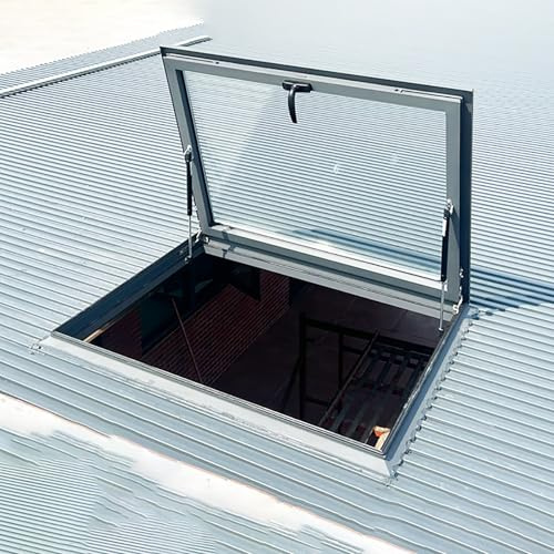 Custom Skylight Roof Window 80x80cm - Durable Aluminum & Tempered Glass, Perfect for Attics, Basements & Sheds, Easy-Open Metal Handle for Convenient Use