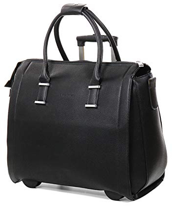 Bowatex Elegante Damen Aktentasche Laptoptasche Trolley Groß 2 Rollen Schwarz