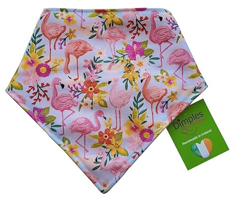 Dimples Hundehalstuch - Flamingo türkis pink - Halstuch für kleine mittlere und Grosse Hunde Welpen und Katzen - Hunde Besitzer Geschenk - Handgemachtes Hunde Accessoire 40cm