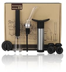 FosFun Ensemble Tire-Bouchon à Pression d’air - Tire Bouchons, Coupe-Capsule à vin, Aérateur de Vin, Pompe à vin, 4 pièces Bouchons pour Pompe Vide - Cadeau Femme, Cadeau Homme, Cadeau Saint Valentin