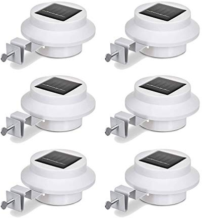 Solalite Solar Gutter Light Outdoor Solar Security Lights Superbright with Panel Black Shell Fence Wall Lamp Garden Wall Lobby Pathway Lamp (White, 6 Pack)