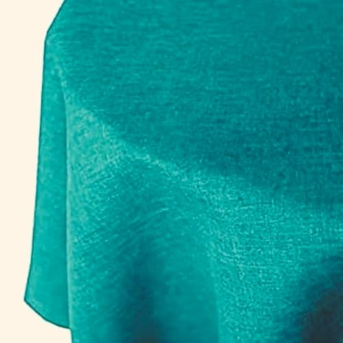 Tischdecke | Petrol/Türkis - Rund - 140cm | Gartentischdecke | Outdoor-Decke | Lotus-Effekt | Leinen-Optik | Schmutzabweisend