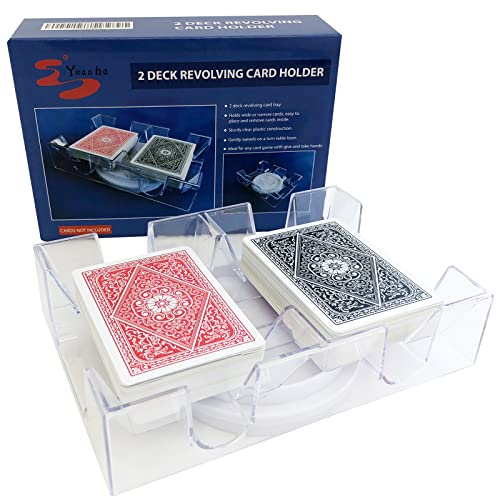 Yuanhe Bandeja giratoria de cartas de 2 barajas, soporte para cartas