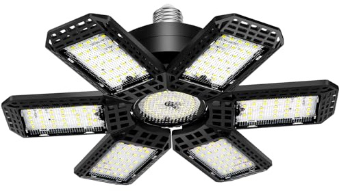 AUDLES 1 Pack Garage Light, 200W 20000LM 6500K LED Shop Lights, Garage Lights Ceiling Led with 6+1 Deformable Panels, Screw in E26/E27 Socket Bulb for Warehouse, Workshop, Basement, Barn Lighting