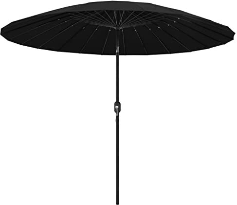 Makastle Sonnenschirm Ø 270 cm, Marktschirm Gartenschirm Terrassenschirm mit Aluminium-Mast, mit 24 Schirmrippen, Ampelschirm, Kurbelsystem Designs, Schwarz