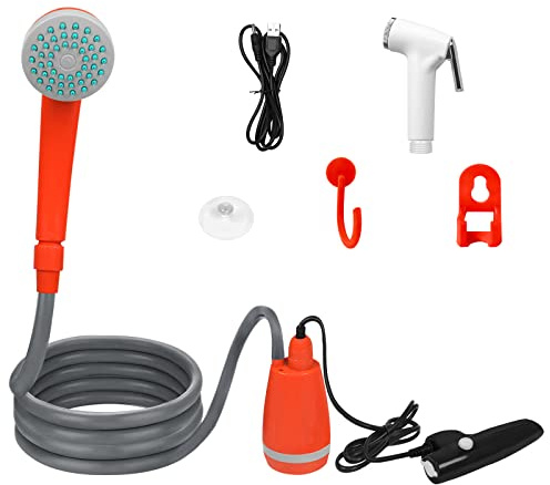 AufuN Campingdusche Akku Camping Dusche Outdoor mit Handbrause, eingebauter 2200mAh wiederaufladbarer Akku, USB-Ladekabel, Wasserpumpe für Camping, Wandern, Reisen, Garten, Strand