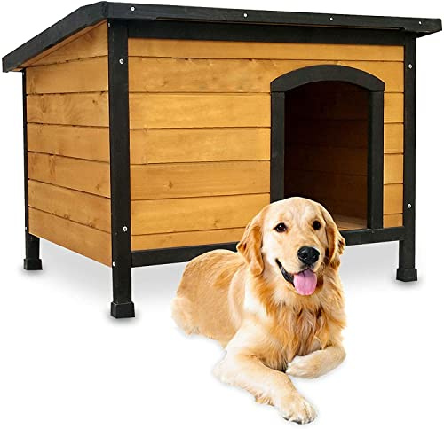 Niche Chien Bois pin Haute qualité avec Toit ouvrant Carlo- Idéal pour l'extérieur 3 Tailles au Choix (Carlo XL)
