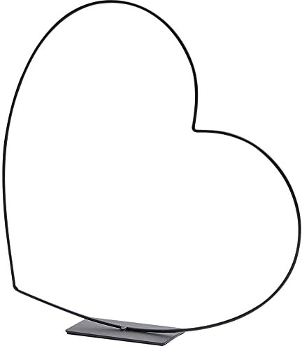 Matches21 Corazón tumbado sobre el pie corazón decorativo de metal figura figura de metal negro 1 unidad diámetro 39 x 0,4 cm