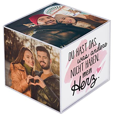 Herz & Heim® Personalisierter Fotowürfel mit Ihren eigenen Fotos Mein Herz