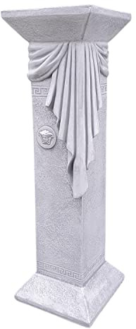 gartendekoparadies.de Großer Sockel mit Designer Motiv, Steinsockel, H. 98 cm, Stellfläche 30 x 30 cm, 92 kg, Grau, frostsicher aus Steinguss für Außenbereich