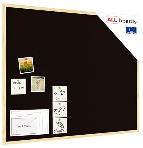 ALLboards Schwarz Pinnwand mit Holz Rahmen 100x80cm Korktafel Korkwand Pinnwand Kork