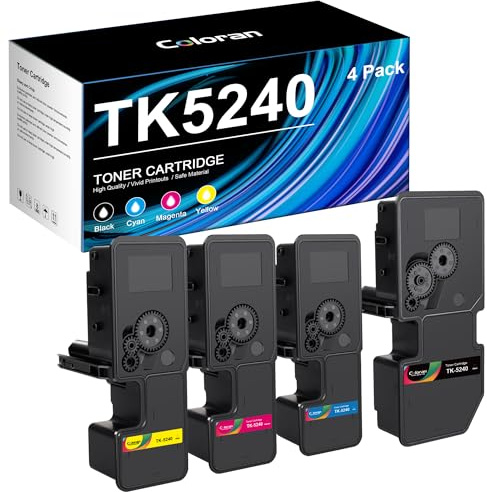 Coloran TK5240 TK-5240 Toner Kompatibel für Kyocera TK5240K TK-5240K Ecosys M5526cdw M5526cdn P5026cdw P5026cdn M5526 P5026 TK-5240C TK-5240M K-5240Y TK 5240 5240K (4er-Pack,Schwarz Cyan Gelb Magenta)