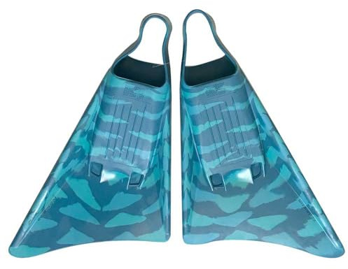 Palmes de Natation asymétriques RIP Pro avec Queue de Dauphin - Flottant ! – BodySurf, Bodyboard, Plongée – Intermédiaire a débutante– Confort avec Vitesse et contrôle (Moyen Grand (Med Large))