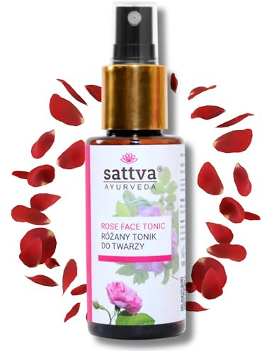Sattva Rosenwwasser Spray per il viso – Tonico naturale per pelle matura e impura, Natural Rose Water per il viso, 100 ml