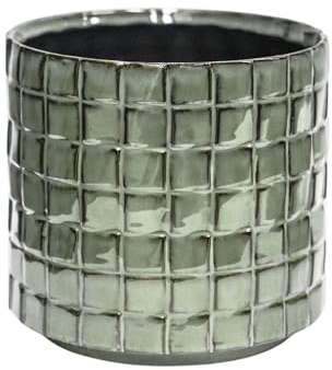 Ivyline Tarah Textured Glaze Planter in Sage - Durable and Stylish - Decorative Contemporary Indoor Ceramic Houseplant Flower Pot - H17cm x D18cm