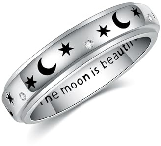 Fidget Spinner Ringe 925 Sterling Silber Fidget Angst Ring Mond Stern/Claddagh Keltischer Knoten Ringe Irischer Schmuck Geschenke für Damen Frauen Mädchen Männer