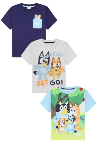 Bluey 3 Pack Kids T-Shirts Boys Girls Multipack (6-7 Years) Blue
