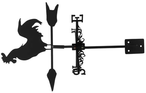 BESPORTBLE Girouette Décorative Métal pour Jardin Indicateur De Vent Inoxydable Ornement Retro avec Coq pour Décoration Extérieure Et Mesure Direction du Vent