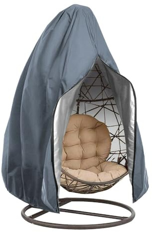 Hiseng Funda para Silla Colgante, Cubierta de Silla Impermeable de Huevo Colgante, Funda de Protección Silla Colgante Exterior de Huevos Silla Muebles Columpios de Jardín (230*200CM,Gris)