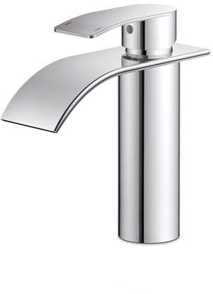 Rubinetti per Lavabo a Cascata FORIOUS, Rubinetto Lavabo in Acciaio Inossidabile con Altezza del Beccuccio di 110 MM, Miscelatore Monocomando per Acqua Calda e Fredda, Risparmio Idrico ed Energetico.