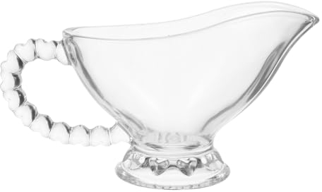 Amosfun Glass Gravy Boat 130ml Clear Creamer Pitcher Gravey Pourer Dish Coffee Milk Pitcher Crystal Gravy Server Sauce Jug with Handle Salad Dressings Bowl