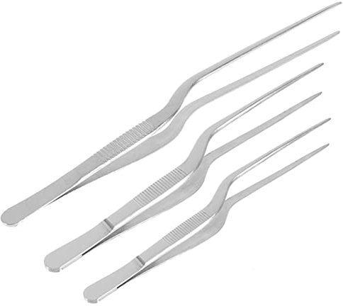 COLLBATH Stainless Steel Tweezers and Food Tongs 14cm, 16cm, 20cm Precision Cooking Tools for Kitchen Essentials and Fish Bone Removal – 3pcs Set for Professional Culinary Plating