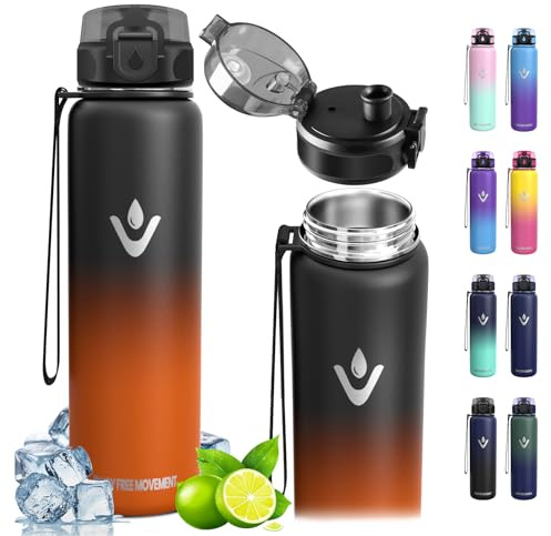Vikaster Trinkflasche Thermosflasche, 1000ml BPA-Frei, Auslaufsicher, Thermoskanne, 18/8 Edelstahl, Thermosflasche für Erwachsene, Sport, Fahrrad, Reisen, Fitness