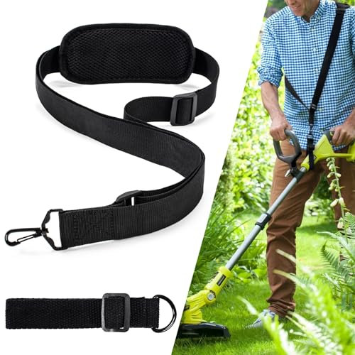 Strimmer Harness Padded Belt Shoulder Strap, Adjustable Petrol Strimmer Harness, Grass Strimmer Belt for Brush Cutter Garden Trimmer (Black)