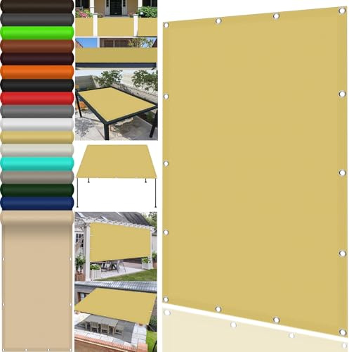 Vela Ombreggiante Parasole Impermeabile 180 x 400 cm Impermeabile, Copertura Antipolvere, Protezione Antivento Quadrata Tenda a Vela Parasole per Esterno Terrazza, Color Crema