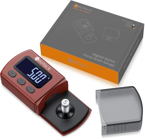 Neoteck Digital Turntable Stylus Force Scale Gauge 0.005g/100g with Blue LCD Backlight and 5g Calibration, Stylus Pressure Gauge for Tonearm Phono Cartridge - Red