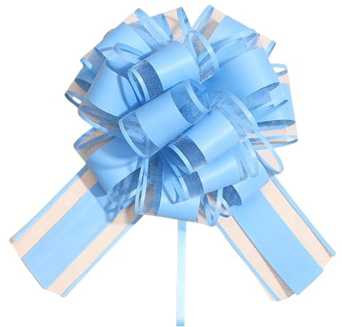 Lilbitty 5 Stück Geschenk Schleife, Große Schleife Riesen Schleife Geschenk. Große Pull Bow für Auto Dekor Hochzeit New Houses Party Feier Geschenkschleife Tüten,hellblau