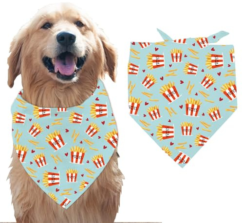 arricraft 1 Stück Haustier Hundehalstuch Grünes Dreieckiges Haustier Bandana Aus Baumwolle Mit Pommes Futter Waschbar Schal Lätzchen Bedruckt Haustier Zubehör Häuptling Für Große Hunde