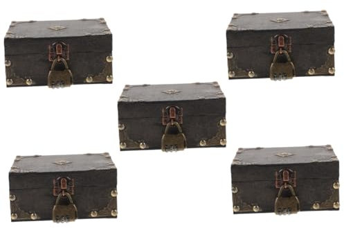Garneck 5er-box Aus Holz Schmuckschatulle Aus Holz Aufbewahrungskiste Aus Foto-requisite Piratenschatztruhe Schmuckaufbewahrungshalter Truhe Aus Hölzern
